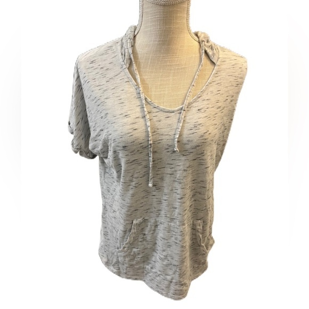 RBX Light Gray Short-Sleeve Hoodie Tee with Front Pockets